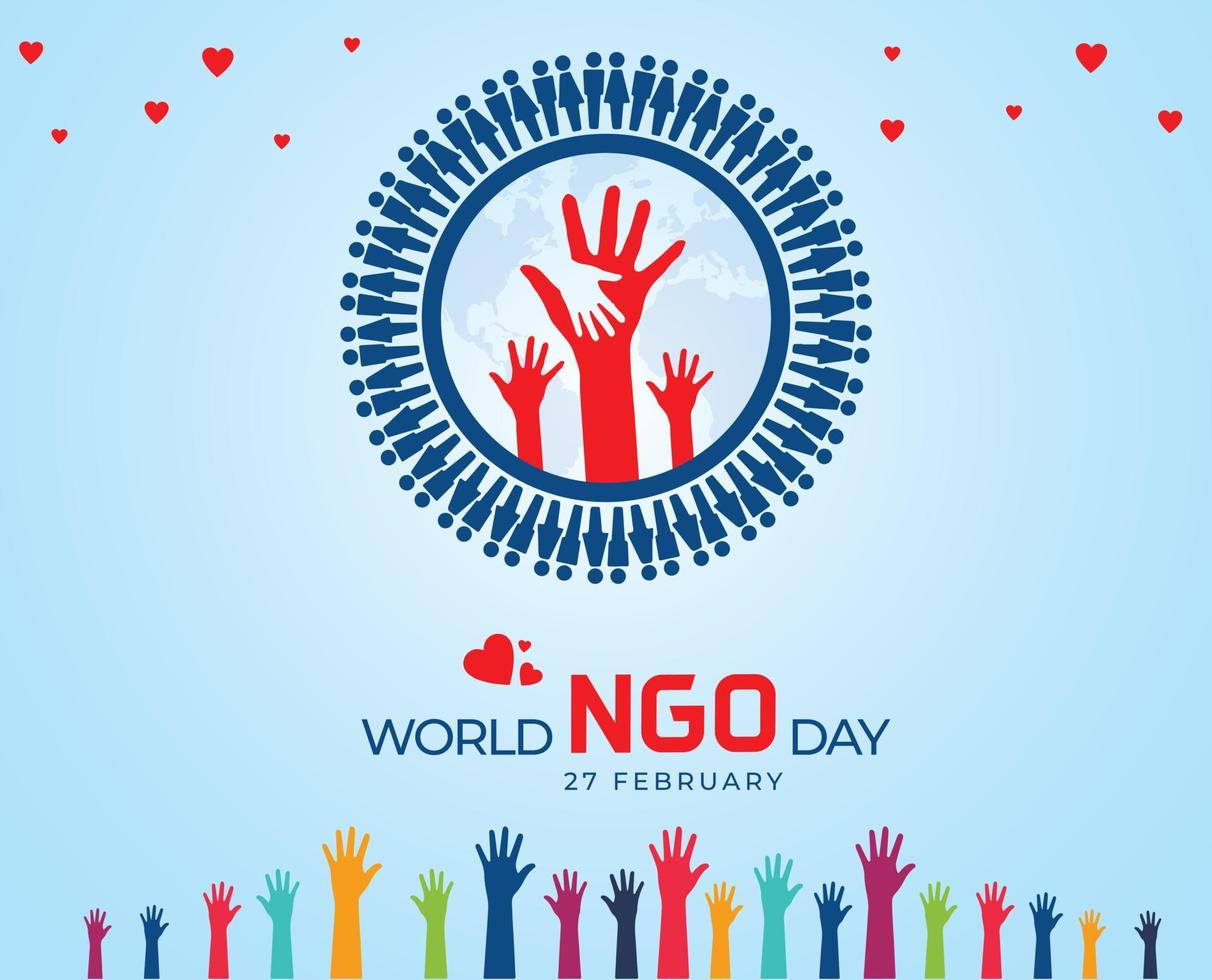 World NGO Day. 27th February. Template for background, banner, card