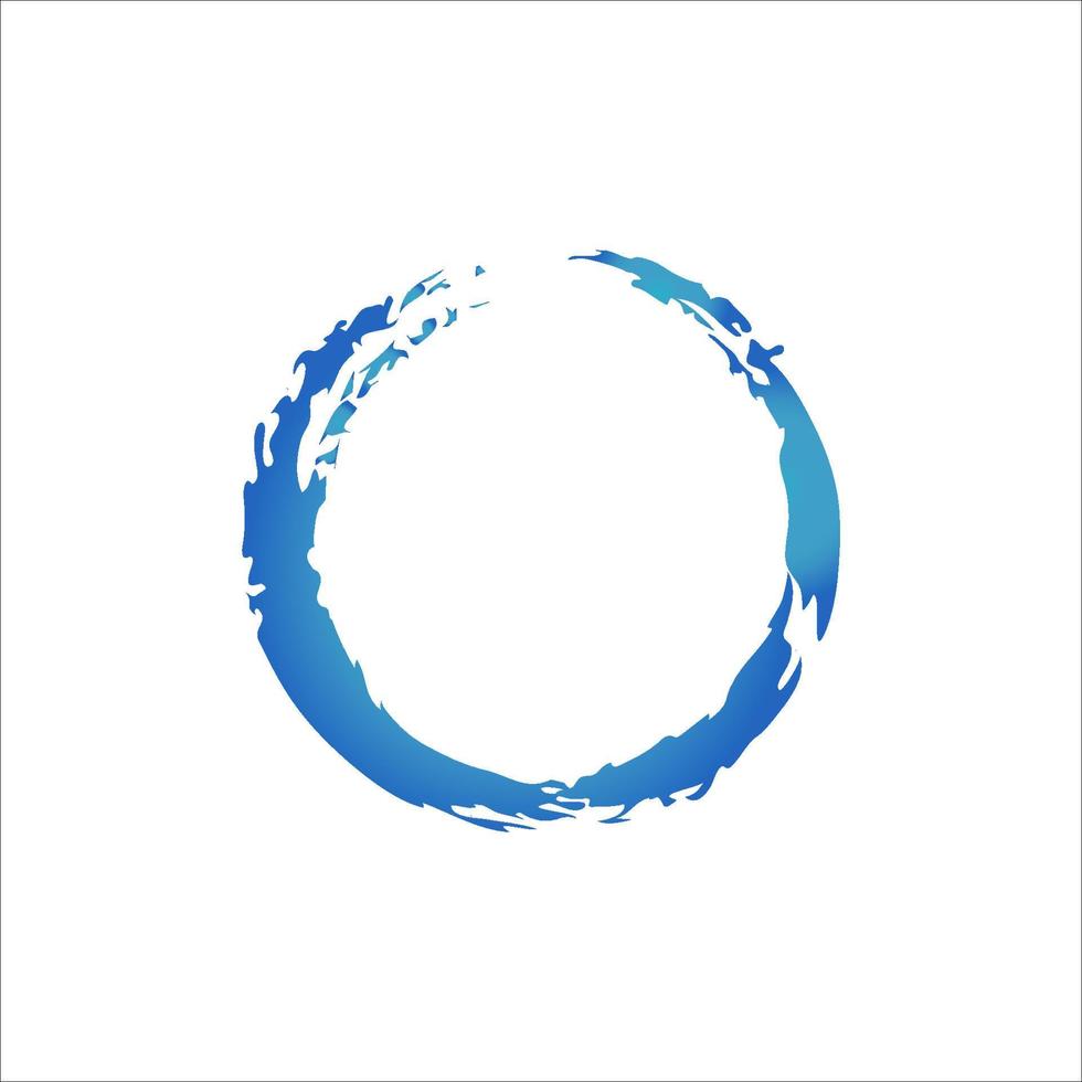 Realistic brush stroke, colored with blue gradient. Abstract circle, torn or open ring, with copy space. Modern emblem design for prints and web vector