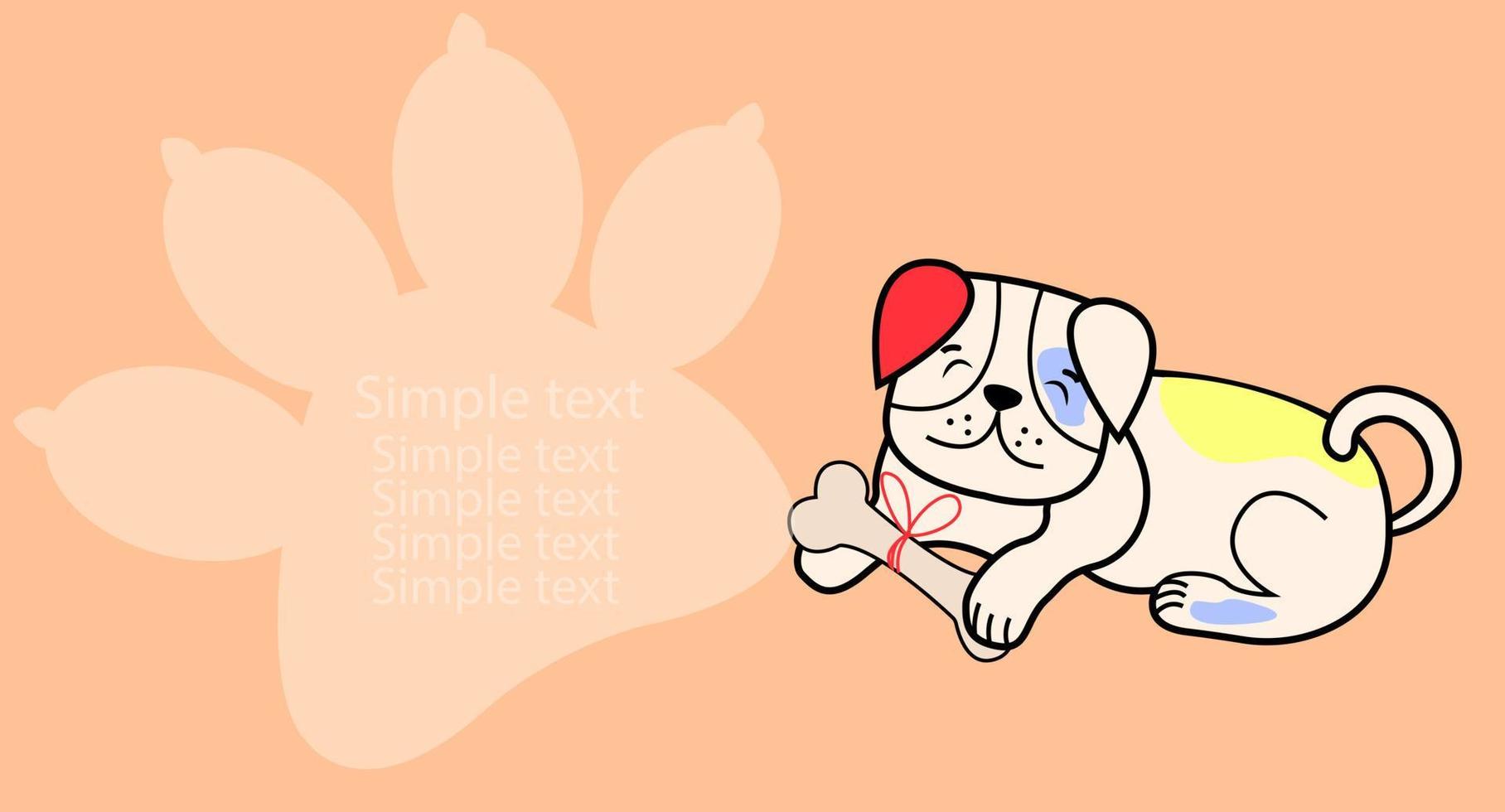 Hand Drawn color dog. Simple text. For design logo, visit card, etc. Vector illustration