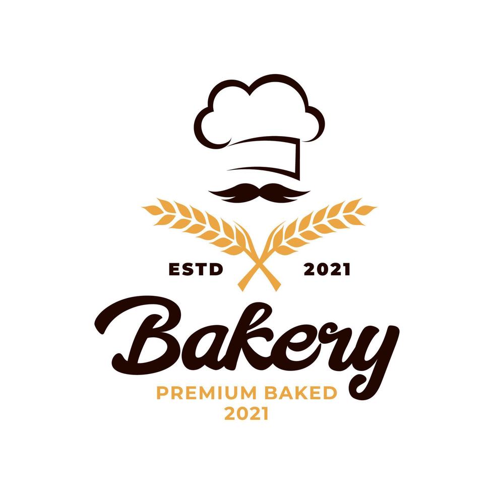 Bakery Chef Logo. Wheat Bakery Logo Vector