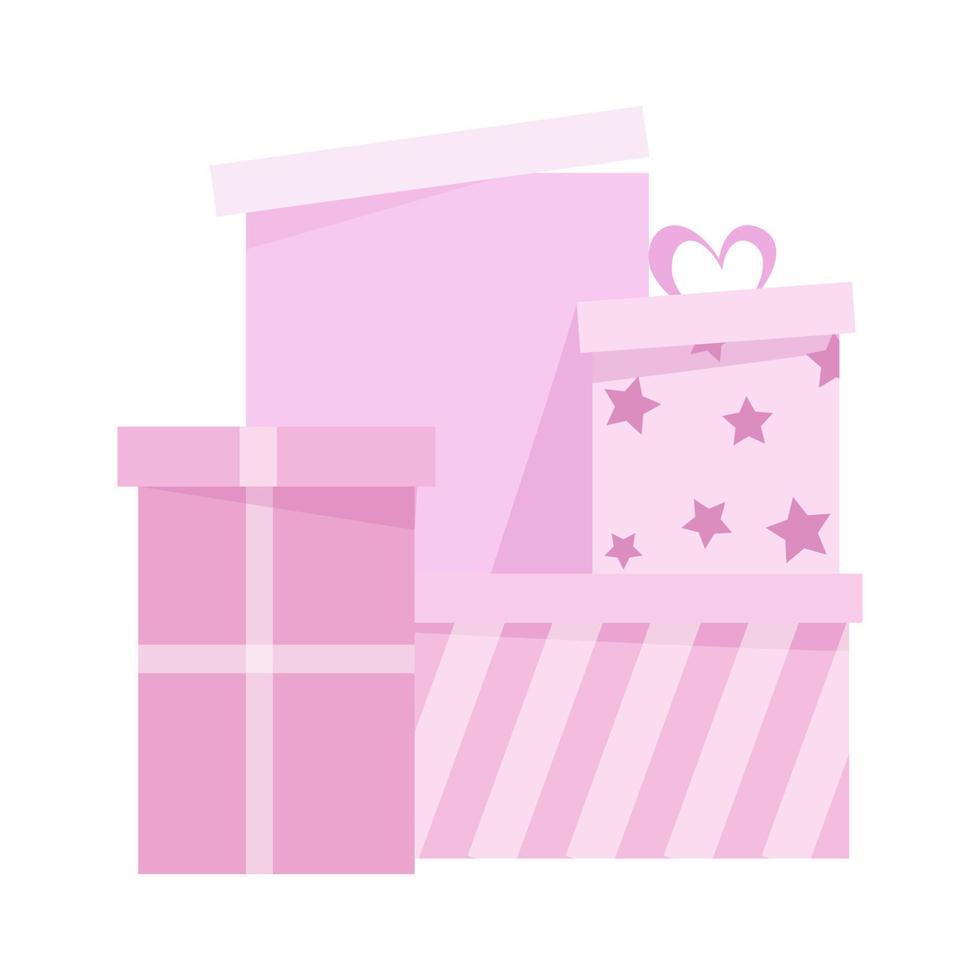 Set of pink gift boxes vector