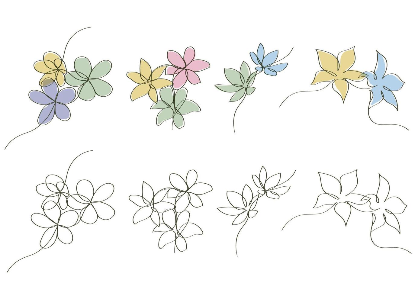 Flowers elegant one line art style artwork vector