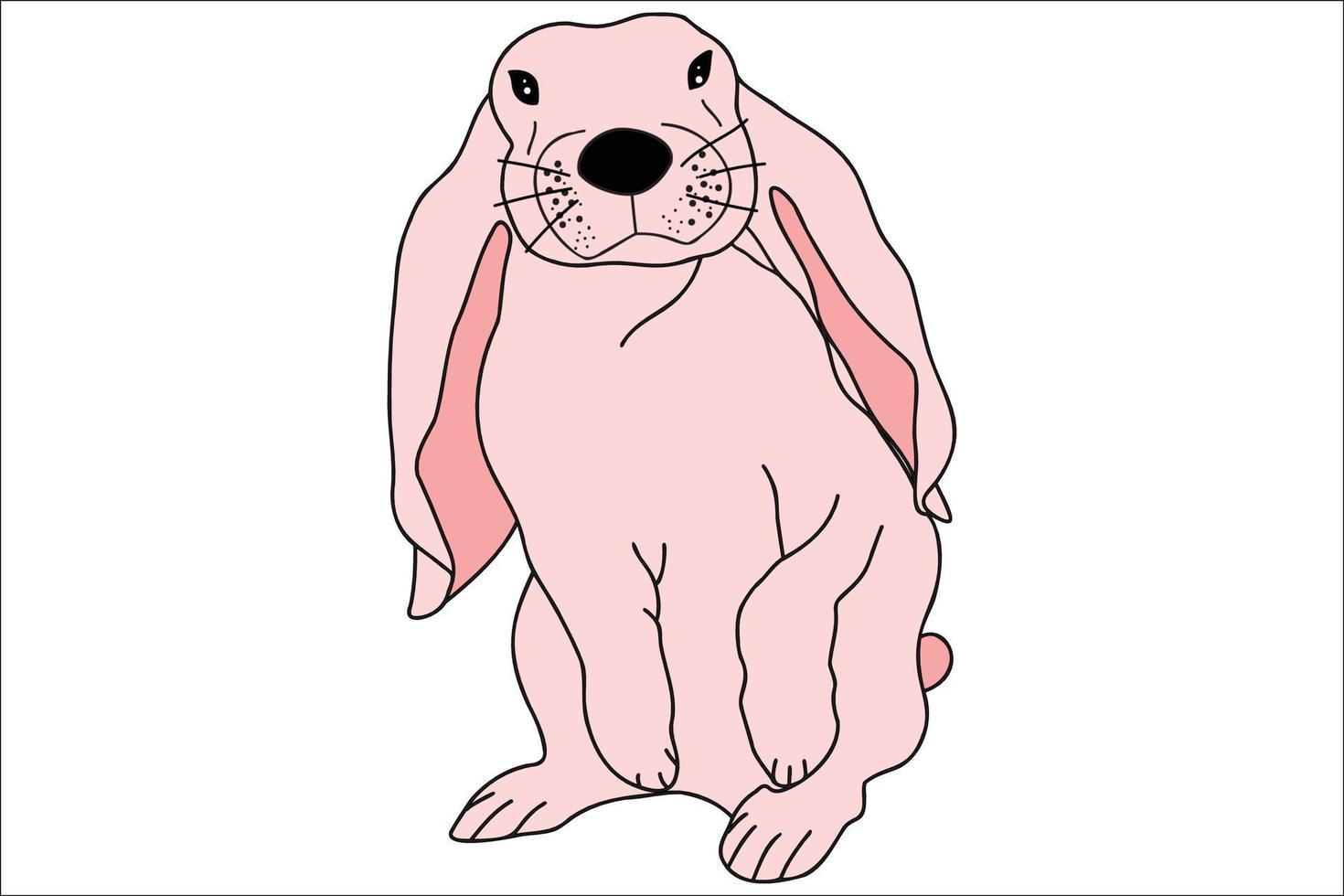 Painted pink rabbit with white paws, designed for New Year, Christmas, cards, clothes and fabric printing, printing and can be used in various occasions vector