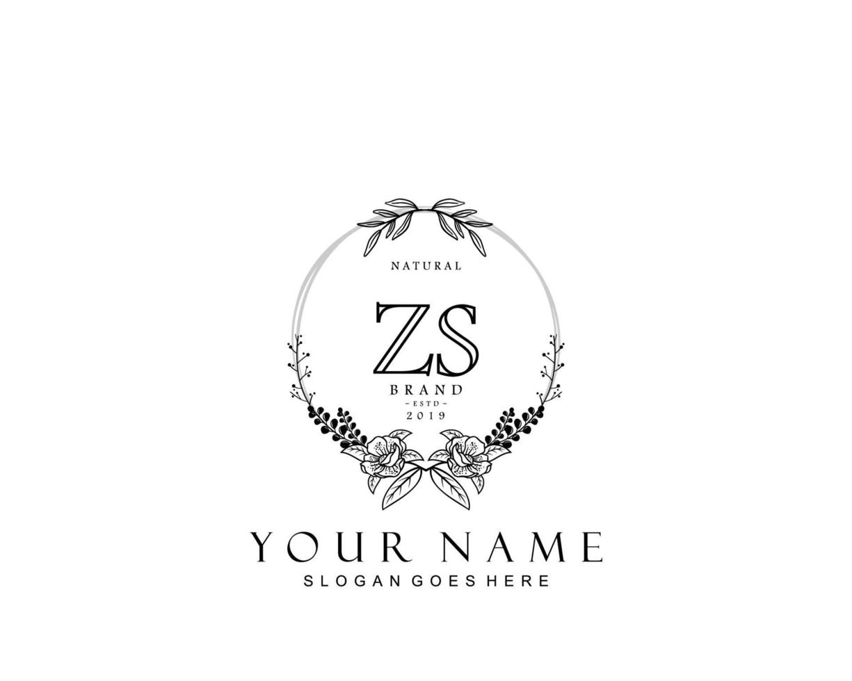 Initial ZS beauty monogram and elegant logo design, handwriting logo of initial signature, wedding, fashion, floral and botanical with creative template. vector