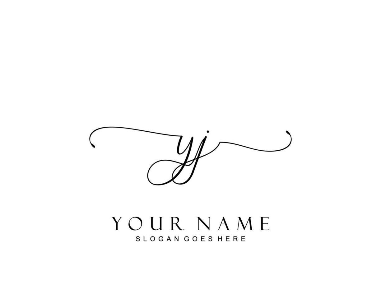 Initial YJ beauty monogram and elegant logo design, handwriting logo of initial signature, wedding, fashion, floral and botanical with creative template. vector