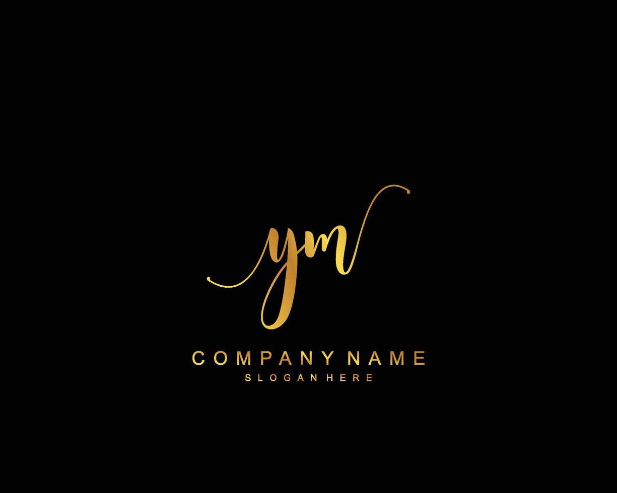 Initial YM beauty monogram and elegant logo design, handwriting logo of initial signature, wedding, fashion, floral and botanical with creative template. vector