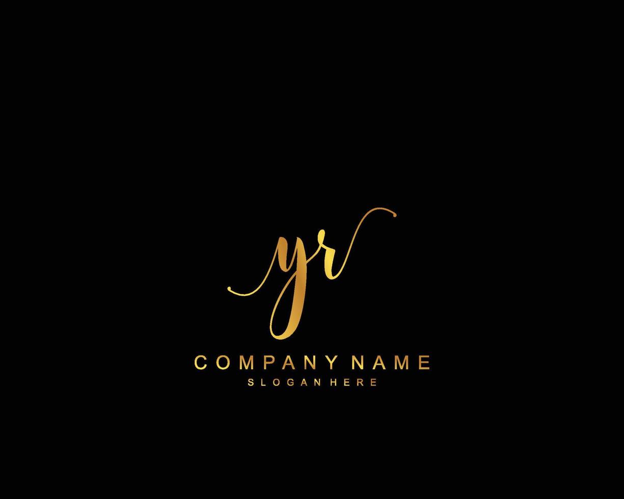 Initial YR beauty monogram and elegant logo design, handwriting logo of initial signature, wedding, fashion, floral and botanical with creative template. vector