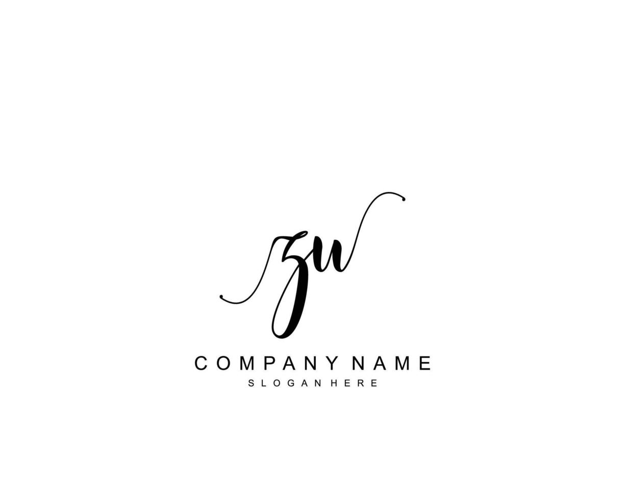 Initial ZU beauty monogram and elegant logo design, handwriting logo of initial signature, wedding, fashion, floral and botanical with creative template. vector