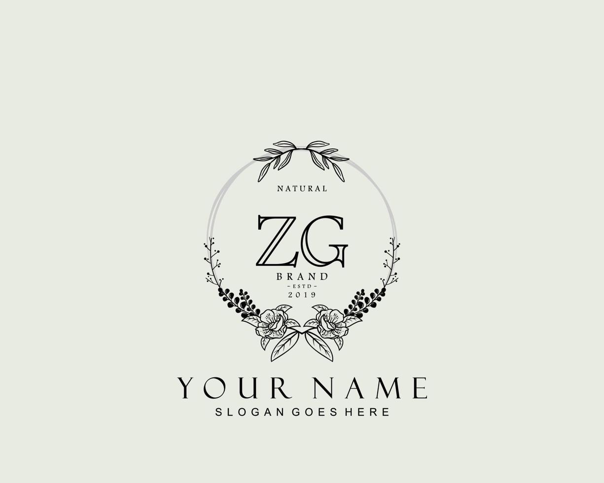 monograma de belleza zg inicial y diseño de logotipo elegante, logotipo de escritura a mano de firma inicial, boda, moda, floral y botánica con plantilla creativa. vector