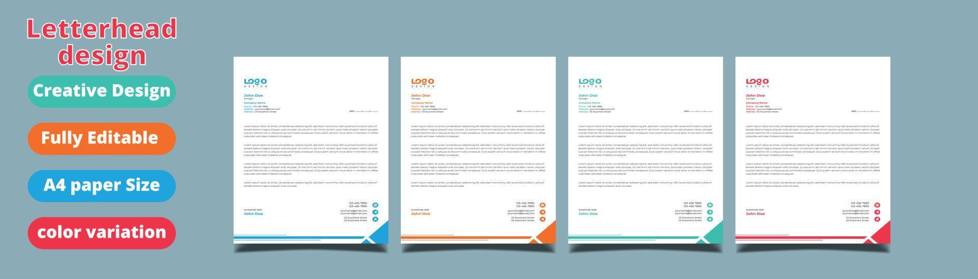 corporate modern letterhead design template with yellow, blue, green and red colors. creative modern letterhead design template for your project. letterhead, letterhead, Business letterhead design. vector