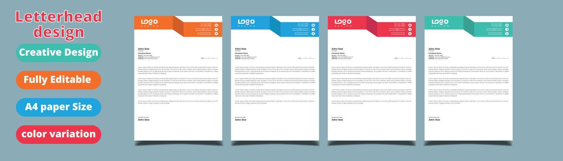 corporate modern letterhead design template with yellow, blue, green, and red colors. creative modern letterhead design template for your project. Business letterhead design. vector