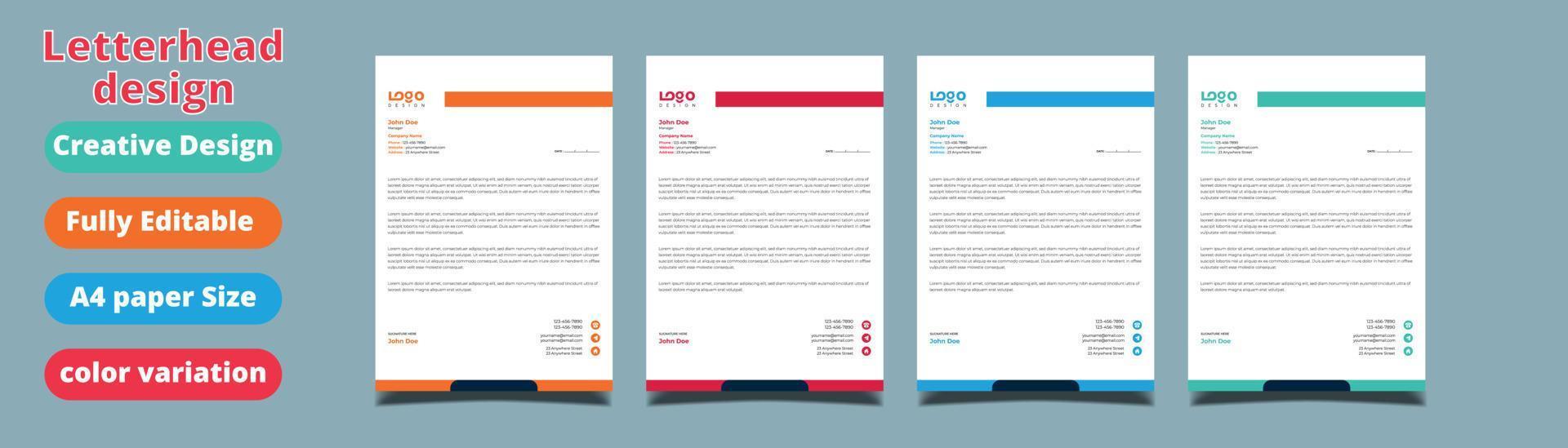 corporate modern letterhead design template with yellow, blue, green and red colors. creative modern letterhead design template for your project. letterhead, letterhead, Business letterhead design. vector