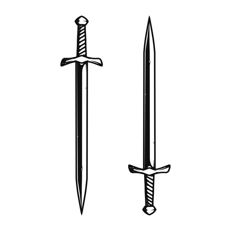 Vector Drawing Knight's Longsword Long Blade Weapon Medieval