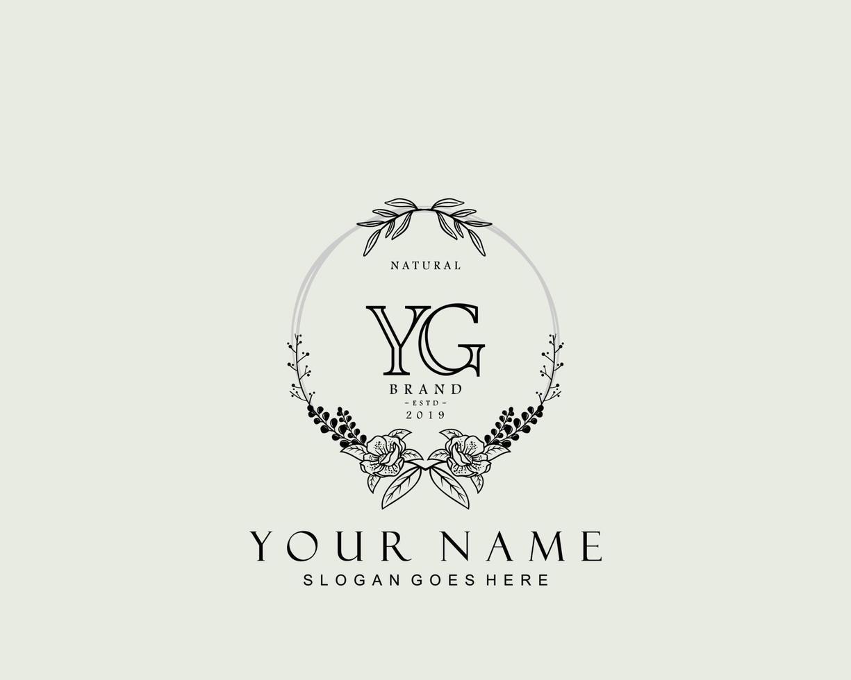 Initial YG beauty monogram and elegant logo design, handwriting logo of initial signature, wedding, fashion, floral and botanical with creative template. vector