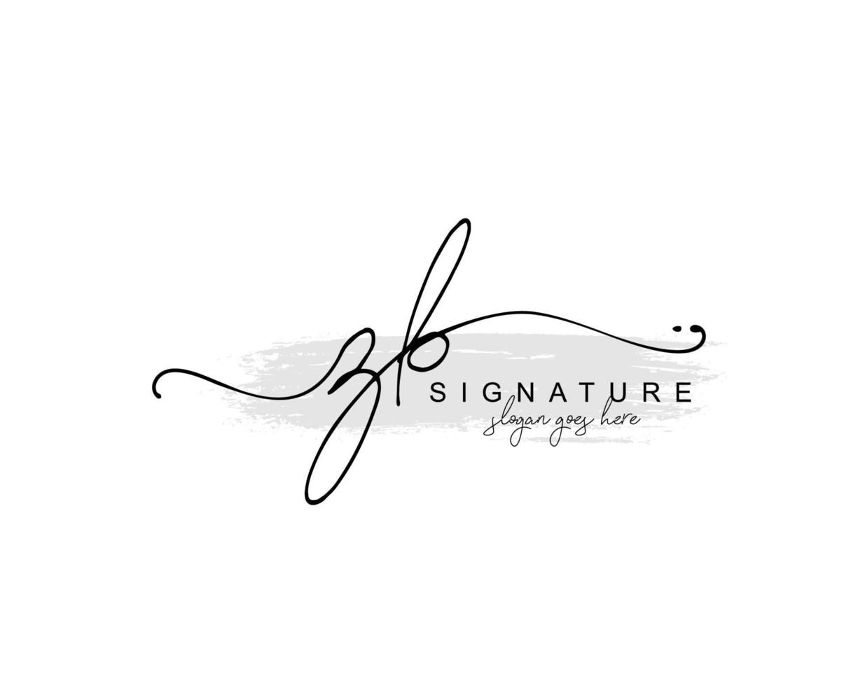 monograma de belleza zb inicial y diseño de logotipo elegante, logotipo de escritura a mano de firma inicial, boda, moda, floral y botánica con plantilla creativa. vector