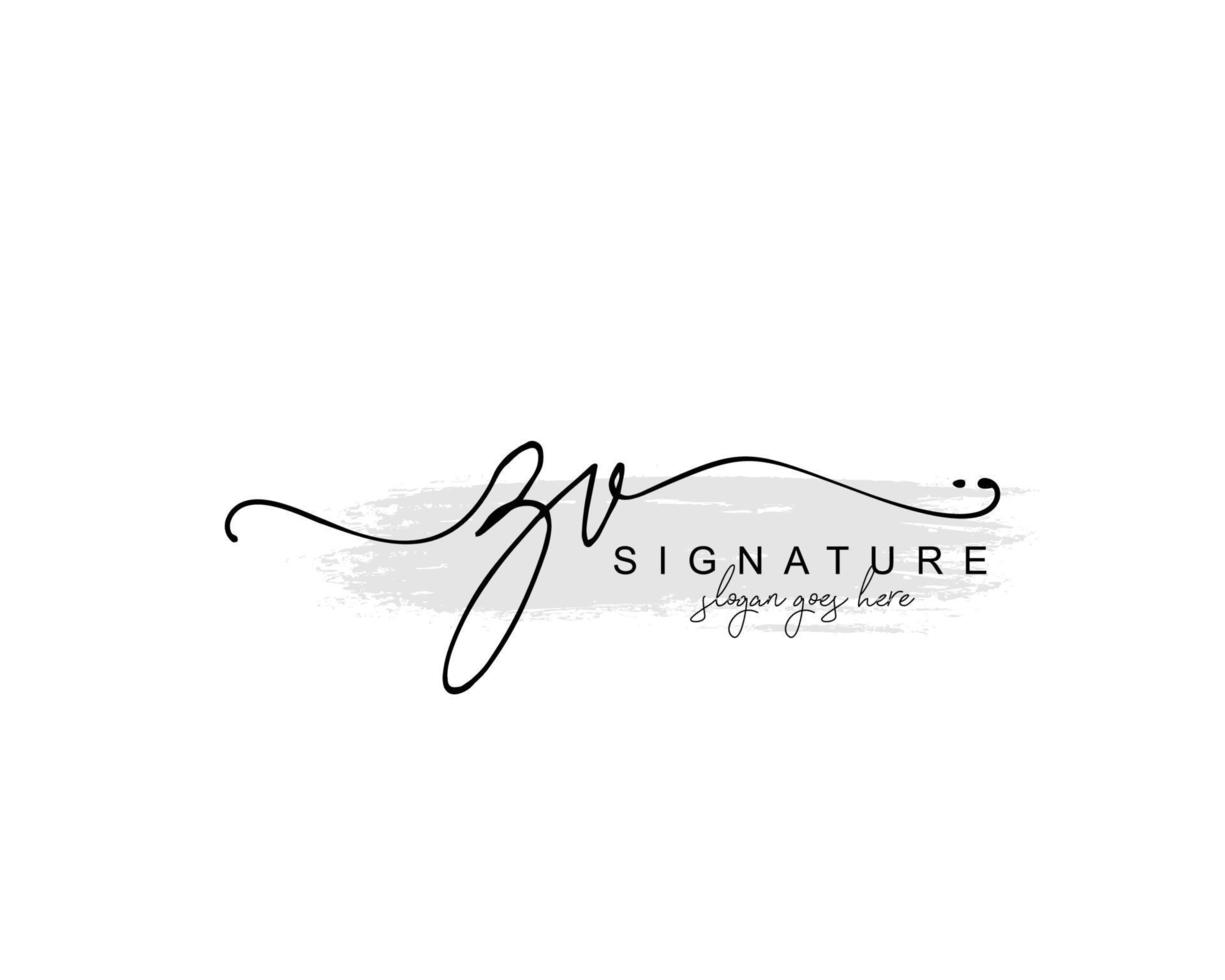 Initial ZV beauty monogram and elegant logo design, handwriting logo of initial signature, wedding, fashion, floral and botanical with creative template. vector