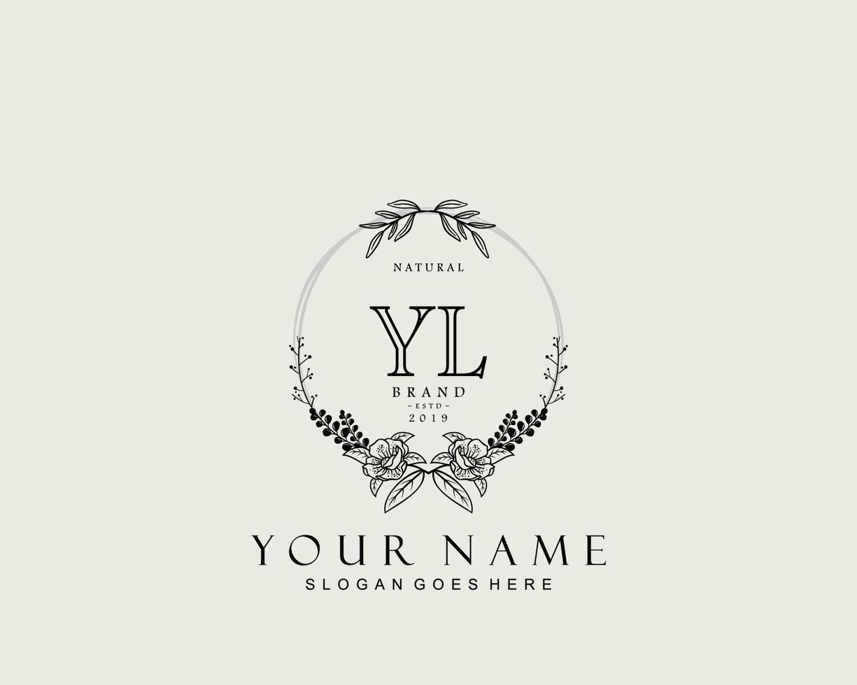 Initial YL beauty monogram and elegant logo design, handwriting logo of initial signature, wedding, fashion, floral and botanical with creative template. vector