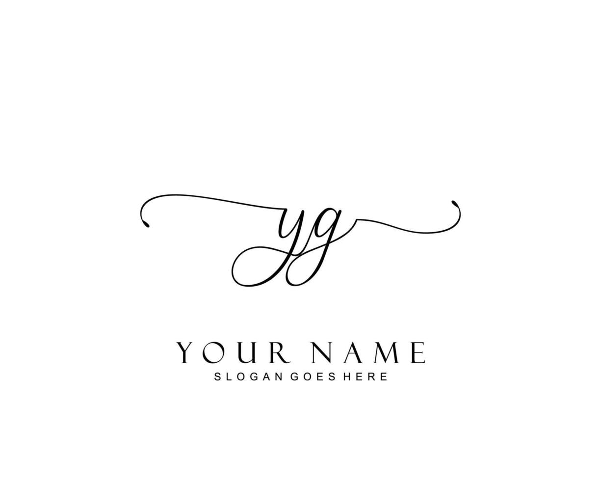 Initial YG beauty monogram and elegant logo design, handwriting logo of initial signature, wedding, fashion, floral and botanical with creative template. vector