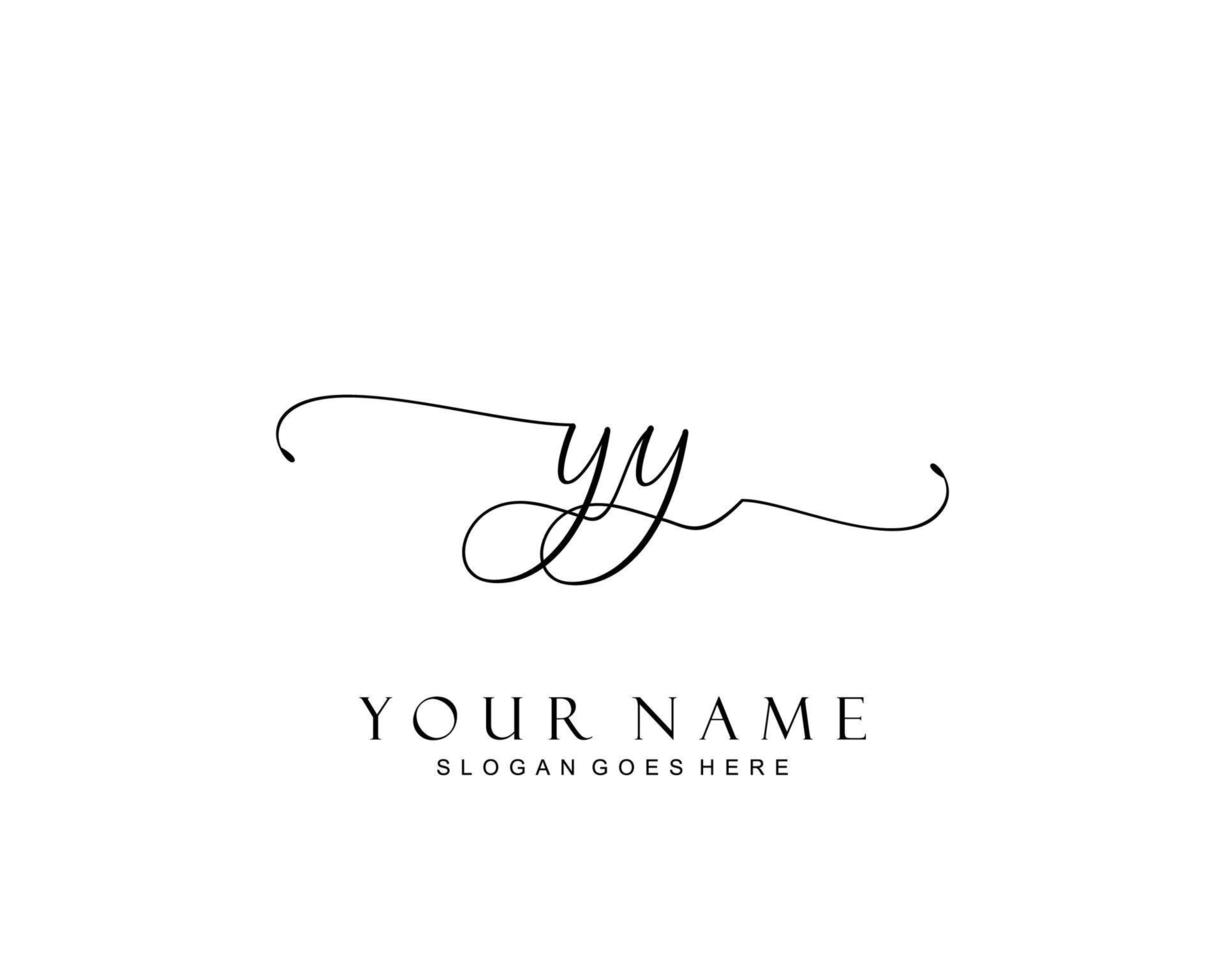 Initial YY beauty monogram and elegant logo design, handwriting logo of initial signature, wedding, fashion, floral and botanical with creative template. vector