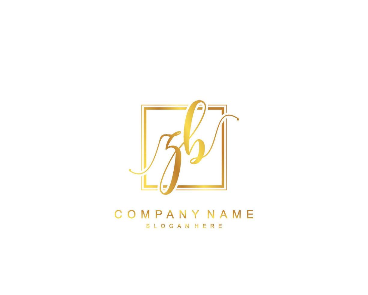 Initial ZB beauty monogram and elegant logo design, handwriting logo of initial signature, wedding, fashion, floral and botanical with creative template. vector