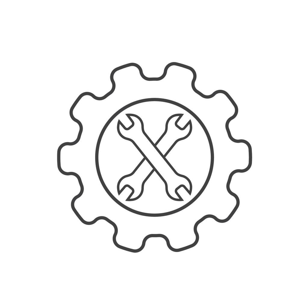 wrench crossed gear line icon vector element design template