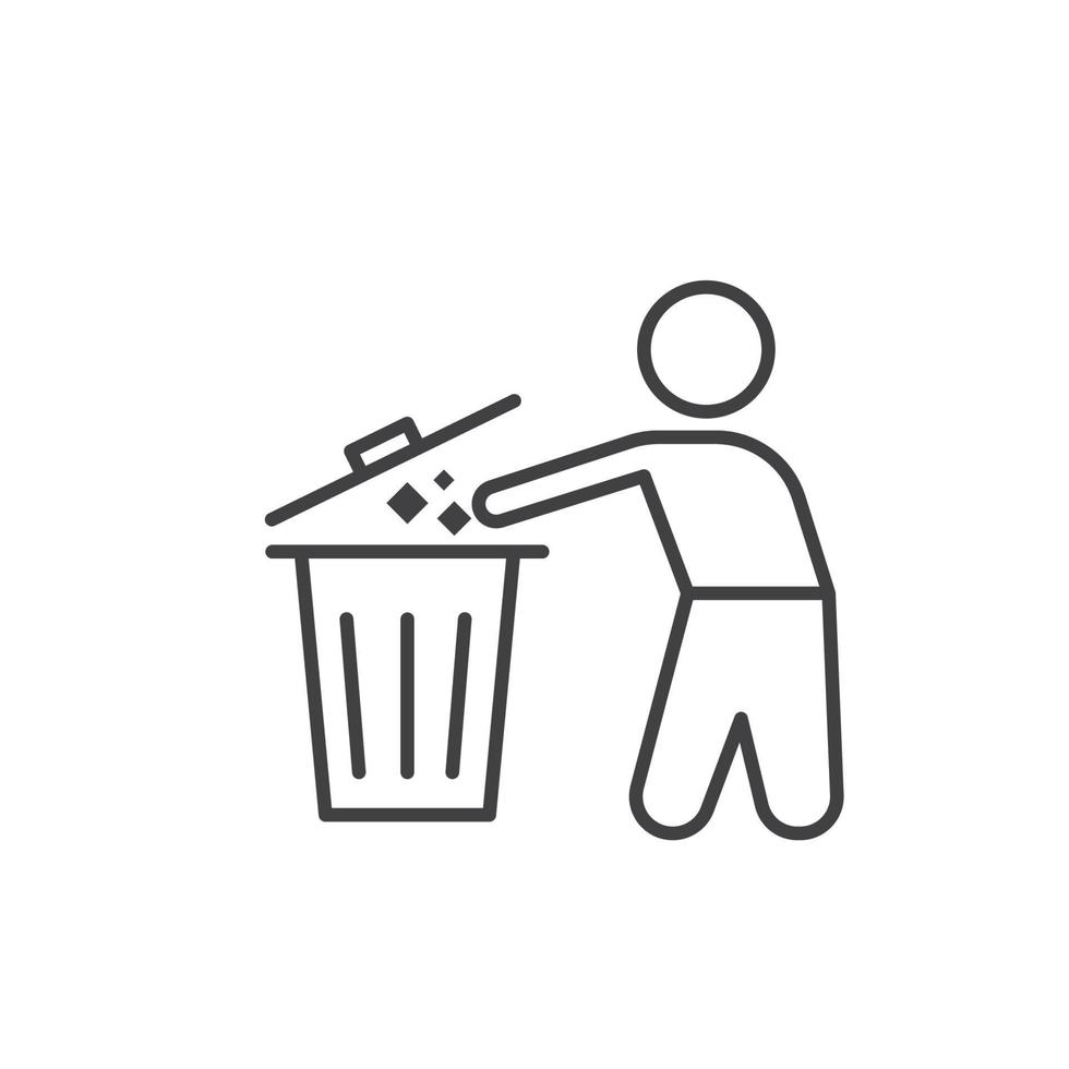 throw garbage line  icon vector design template