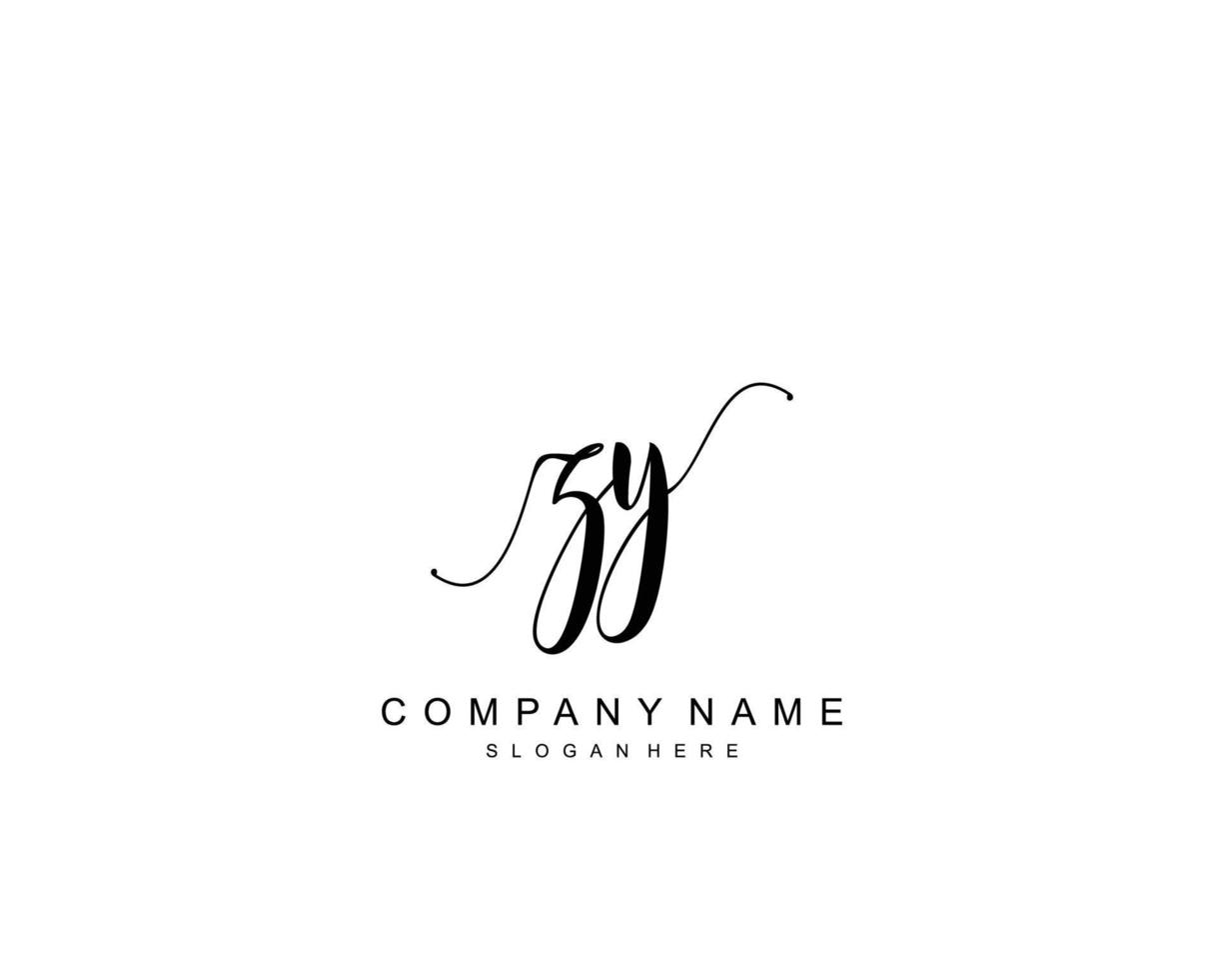 Initial ZY beauty monogram and elegant logo design, handwriting logo of initial signature, wedding, fashion, floral and botanical with creative template. vector