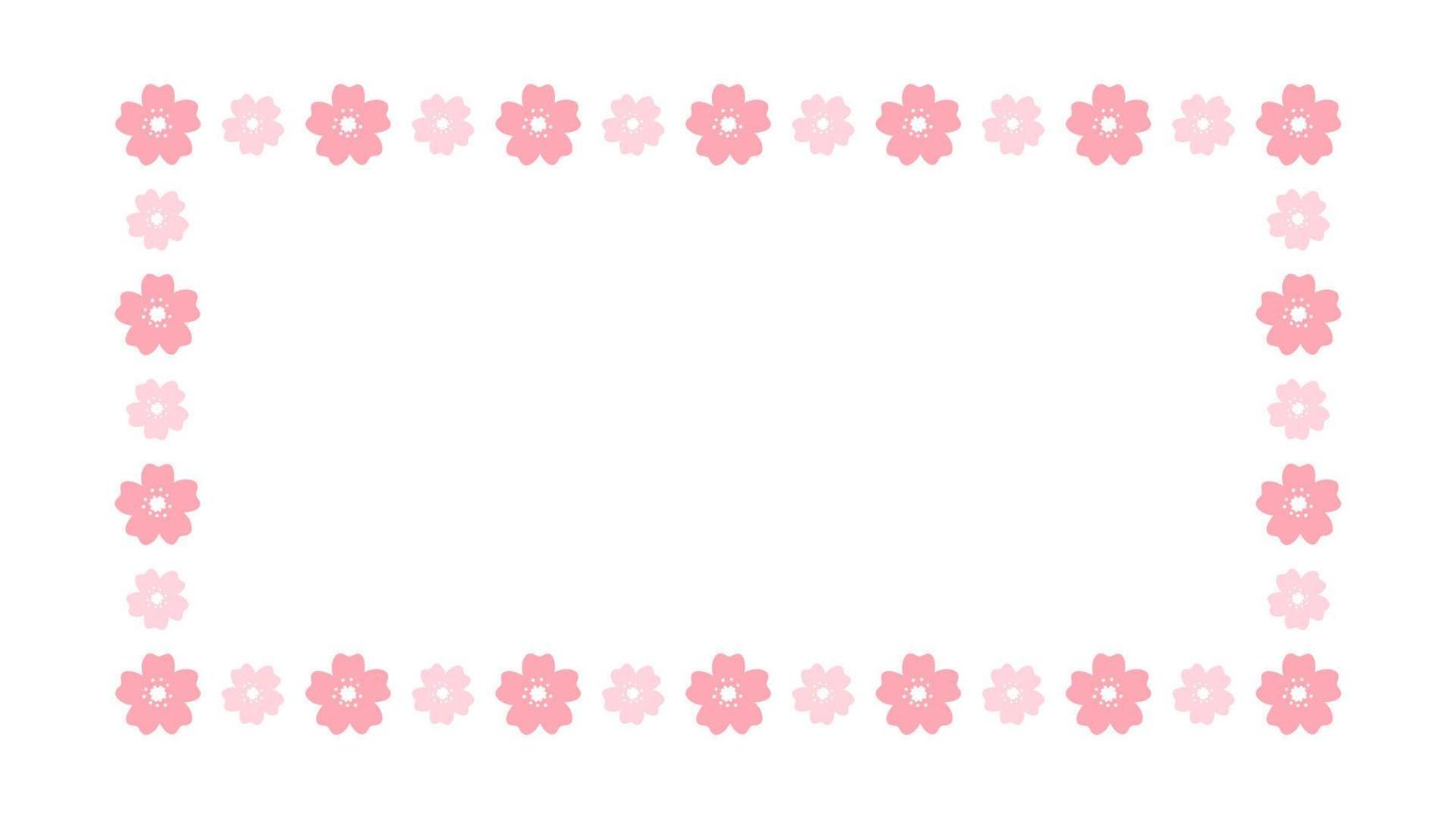 Cherry Blossom Frames. Long Rectangular Floral Border. vector