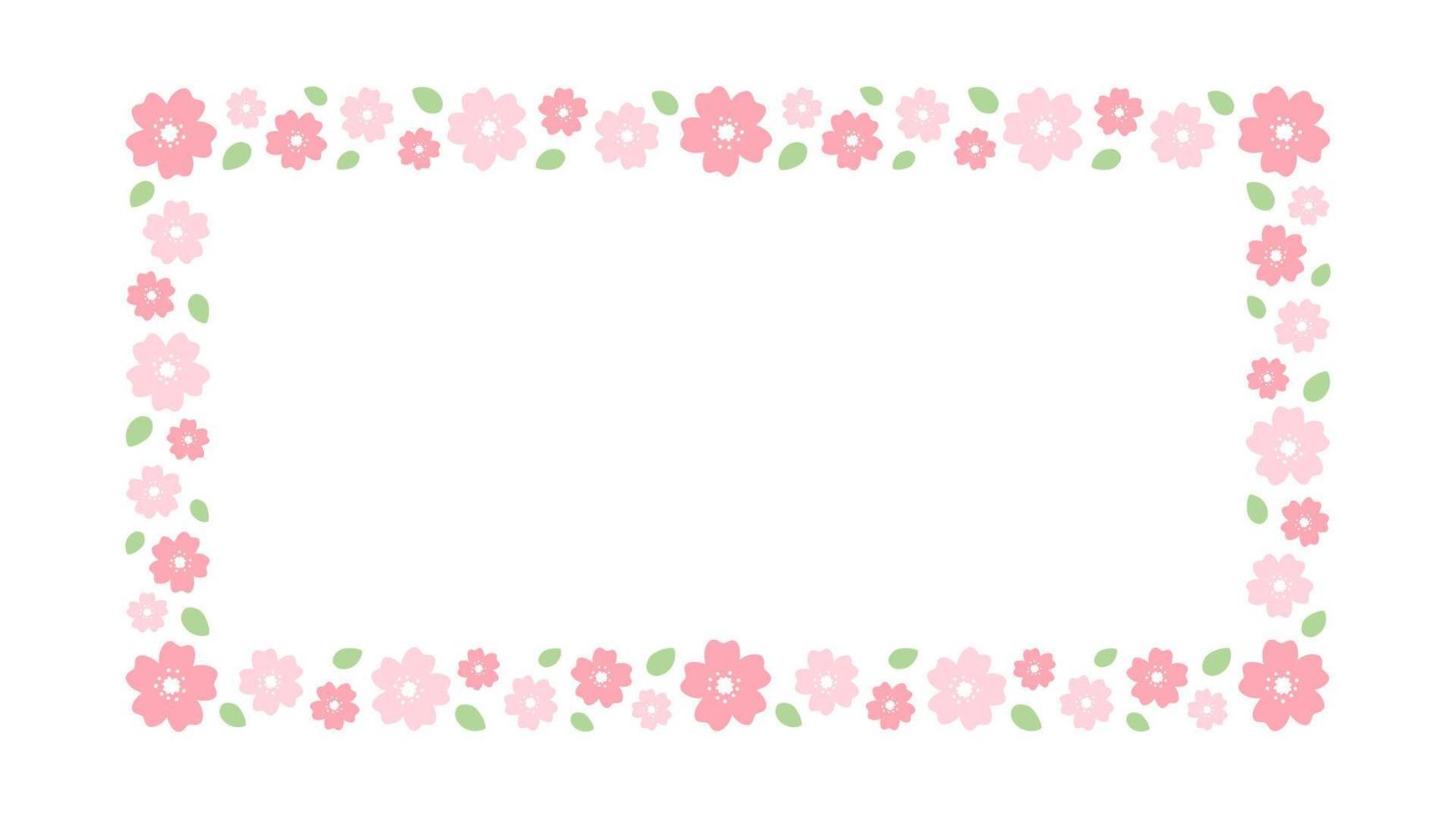 marcos de flores de cerezo. largo borde floral rectangular. vector