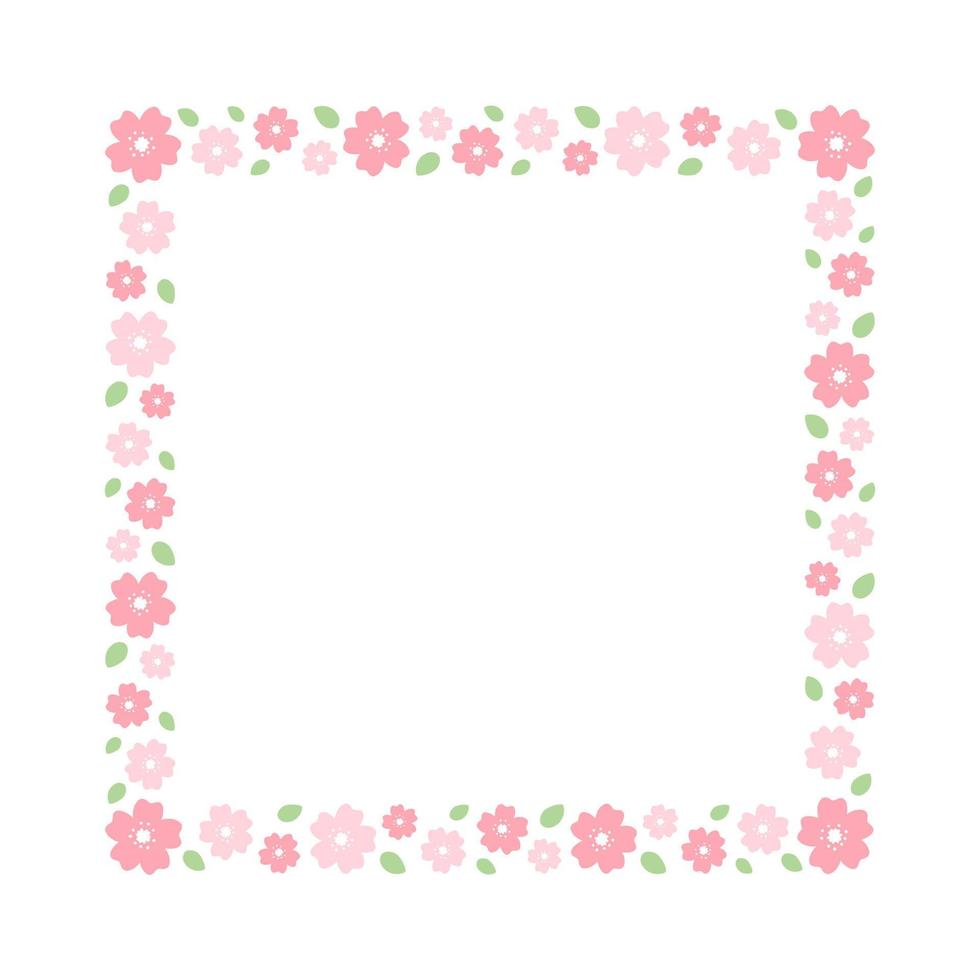 Cute Square Sakura Cherry Blossom Frame vector