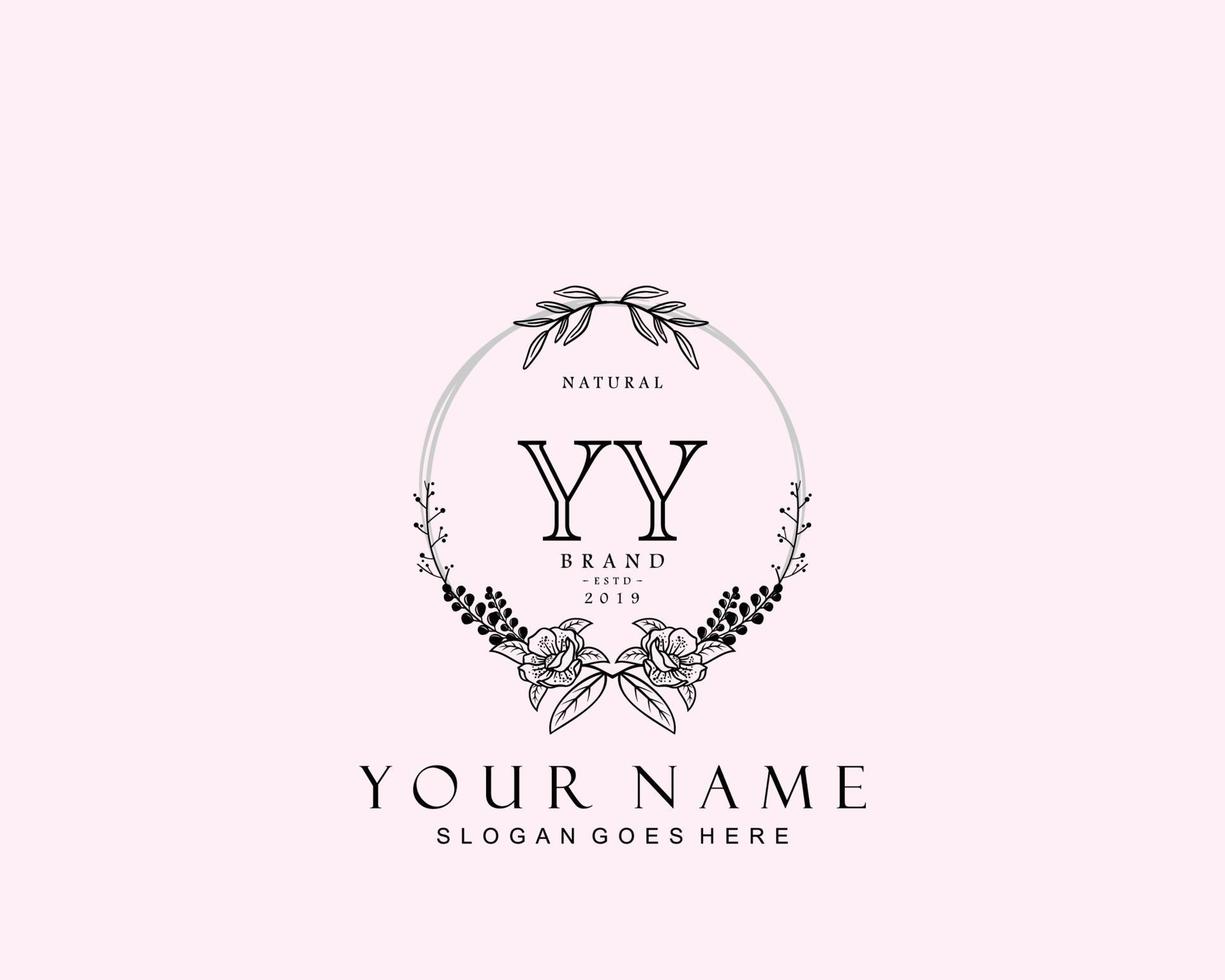 Initial YY beauty monogram and elegant logo design, handwriting logo of initial signature, wedding, fashion, floral and botanical with creative template. vector