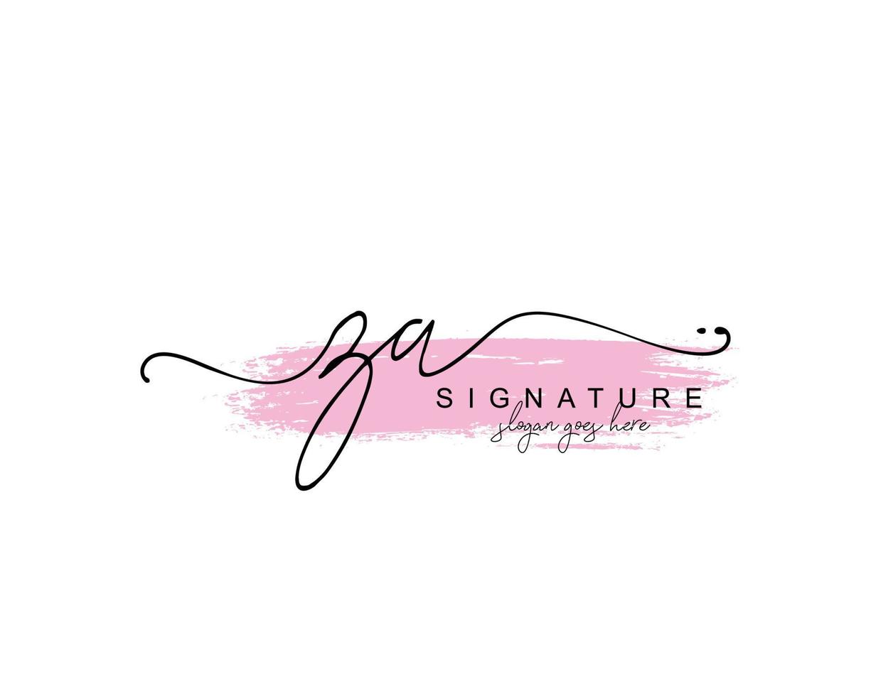 Initial ZA beauty monogram and elegant logo design, handwriting logo of initial signature, wedding, fashion, floral and botanical with creative template. vector