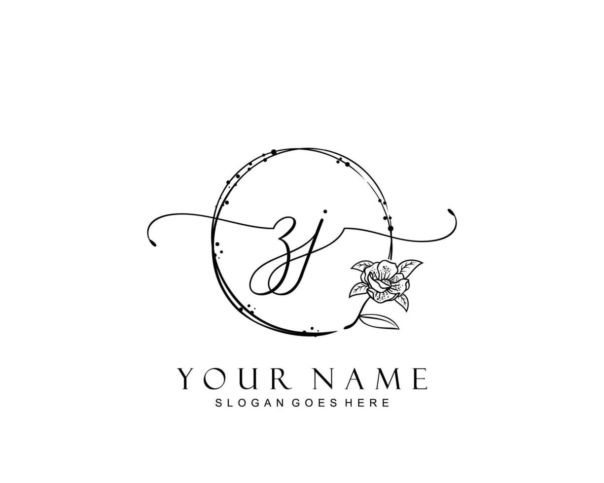 Initial ZJ beauty monogram and elegant logo design, handwriting logo of initial signature, wedding, fashion, floral and botanical with creative template. vector