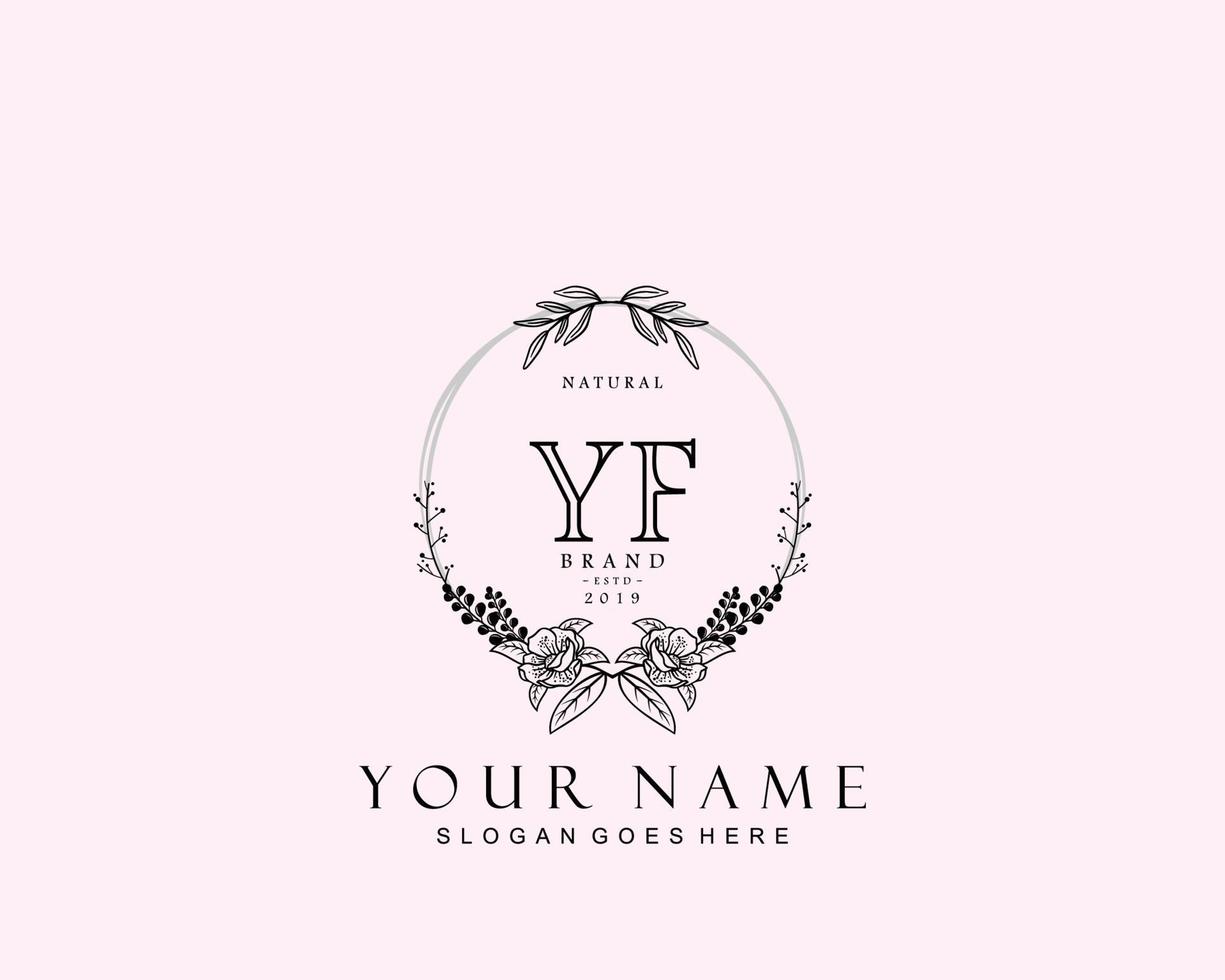 Initial YF beauty monogram and elegant logo design, handwriting logo of initial signature, wedding, fashion, floral and botanical with creative template. vector