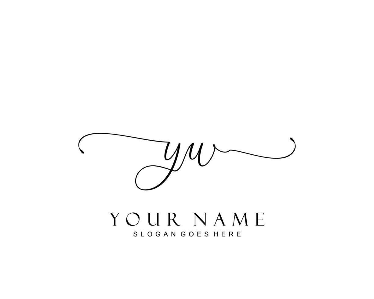 Initial YW beauty monogram and elegant logo design, handwriting logo of initial signature, wedding, fashion, floral and botanical with creative template. vector