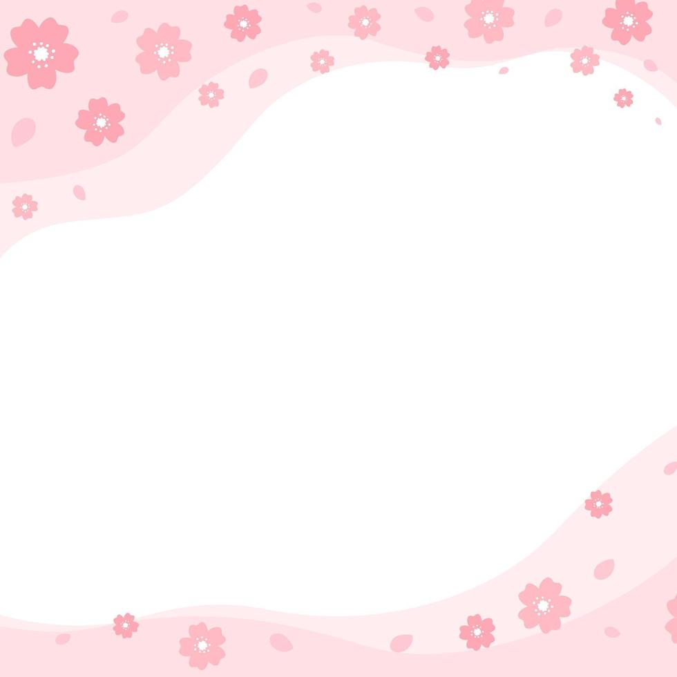Japanese cherry blossom abstract border template on white background vector