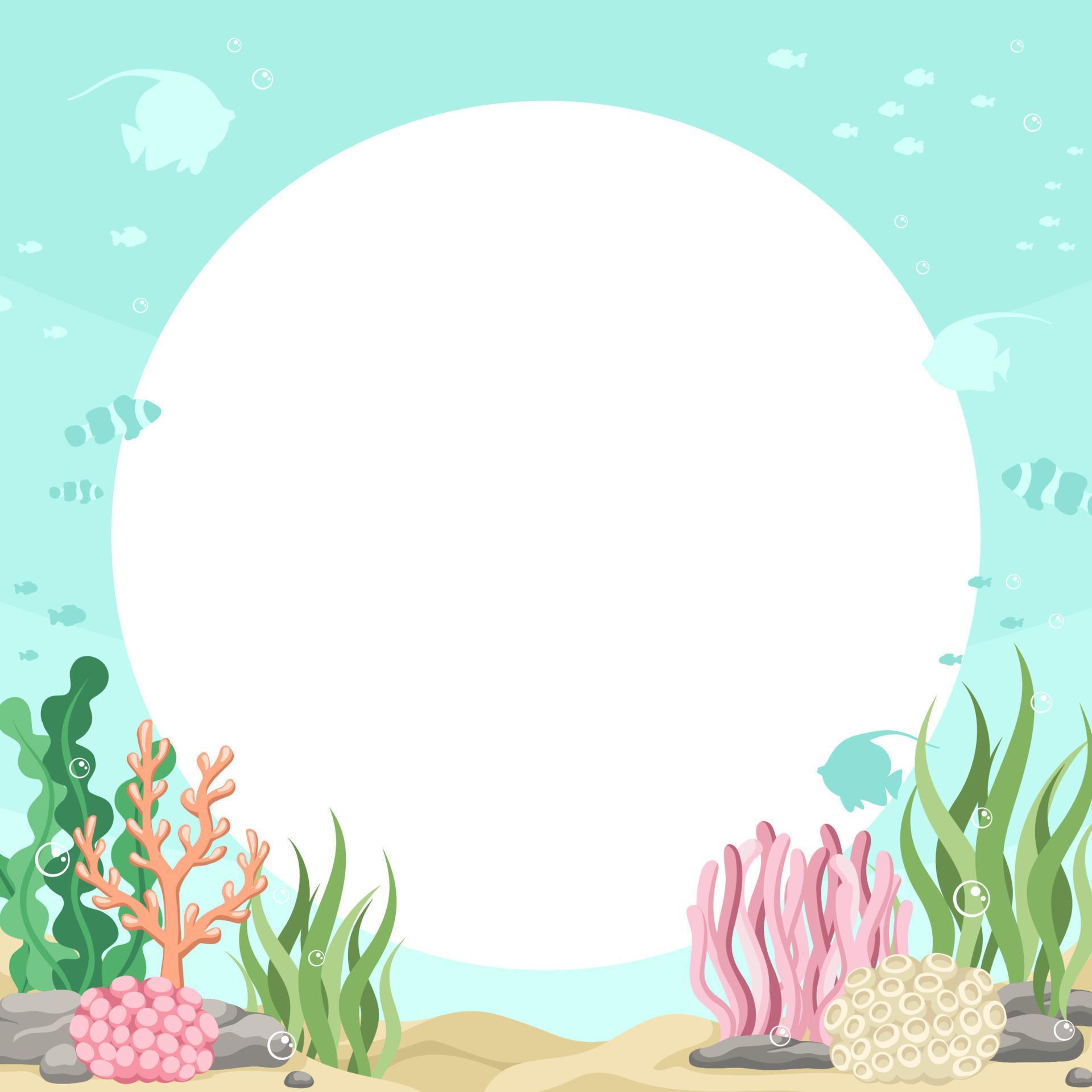 Round coral reefs and fishes underwater scene and nature border Marine Round coral reefs and fishes underwater scene and nature border Marine