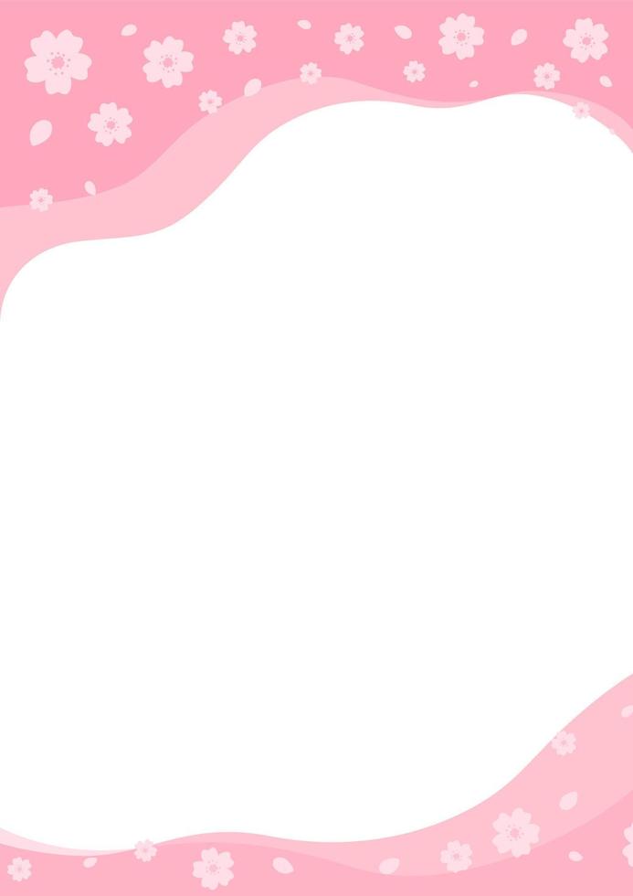 Japanese cherry blossom abstract border template on white background vector