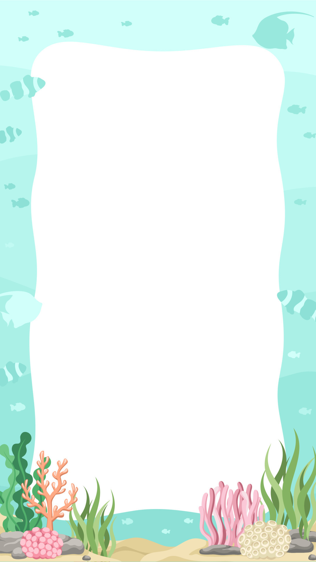 Vertical coral reefs and fishes underwater scene and nature border Vertical coral reefs and fishes underwater scene and nature border