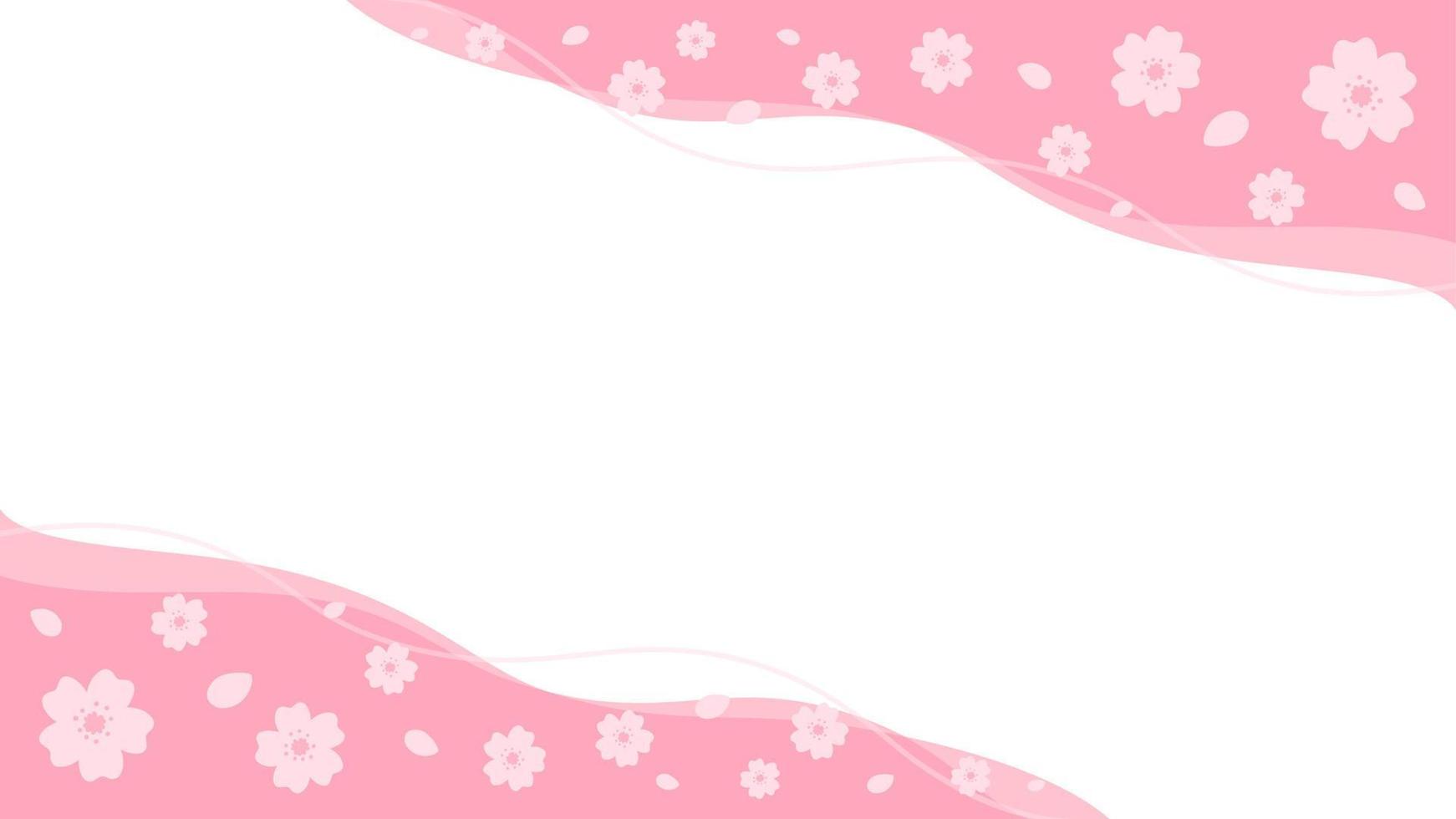 Japanese cherry blossom abstract border template on white background vector