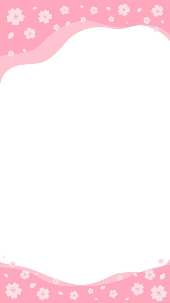 Japanese cherry blossom abstract border template on white background vector