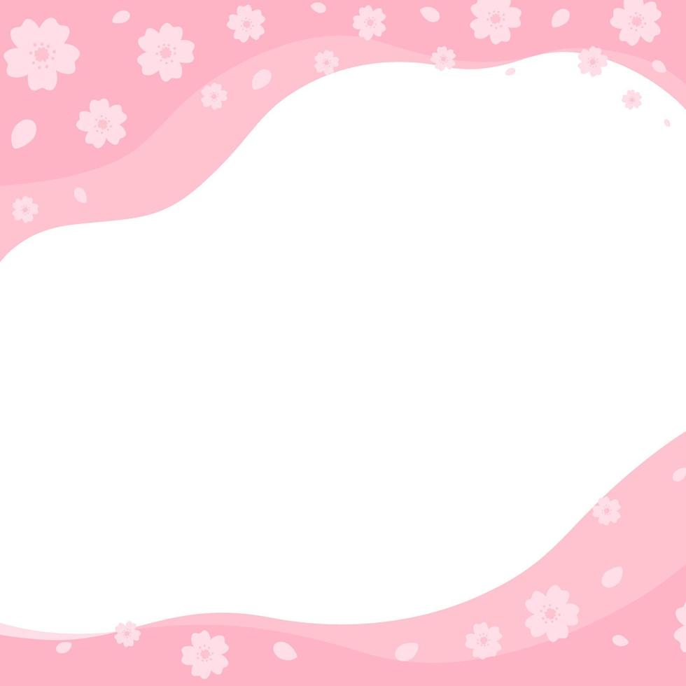 Japanese cherry blossom abstract border template on white background vector