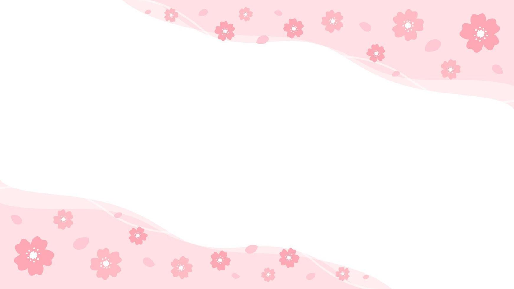 Japanese cherry blossom abstract border template on white background vector