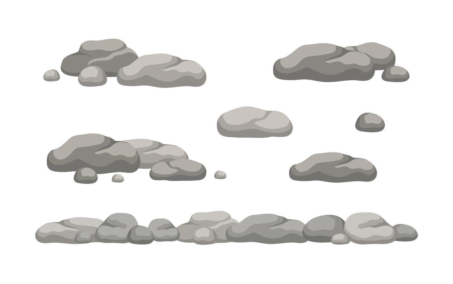 Rock stone set cartoon vector illustration. Collection of different boulders.