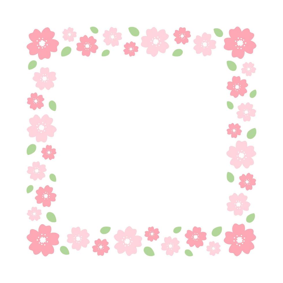 Cute Square Sakura Cherry Blossom Frame vector