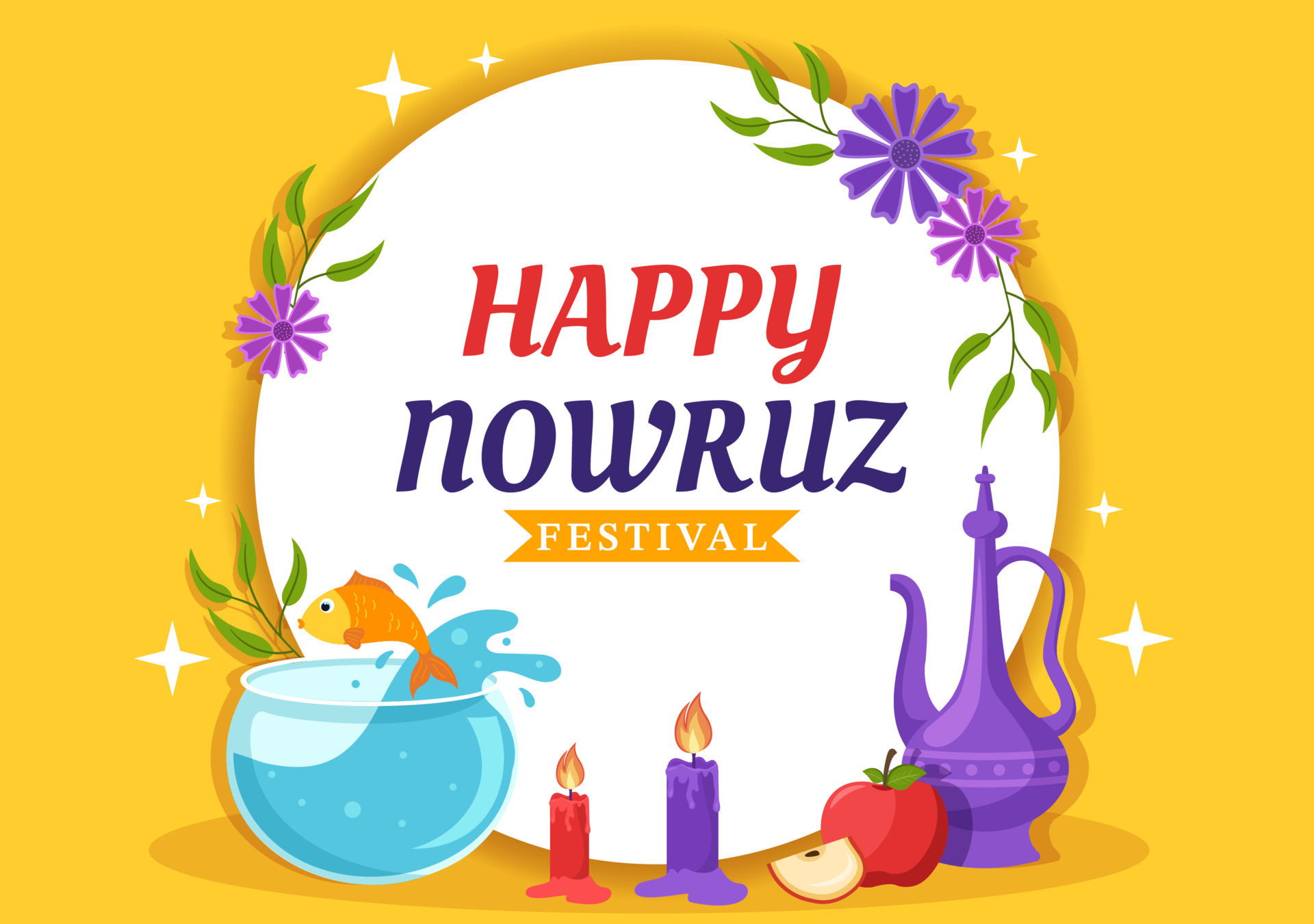 Happy Nowruz Day or Iranian New Year Illustration with Grass Semeni and