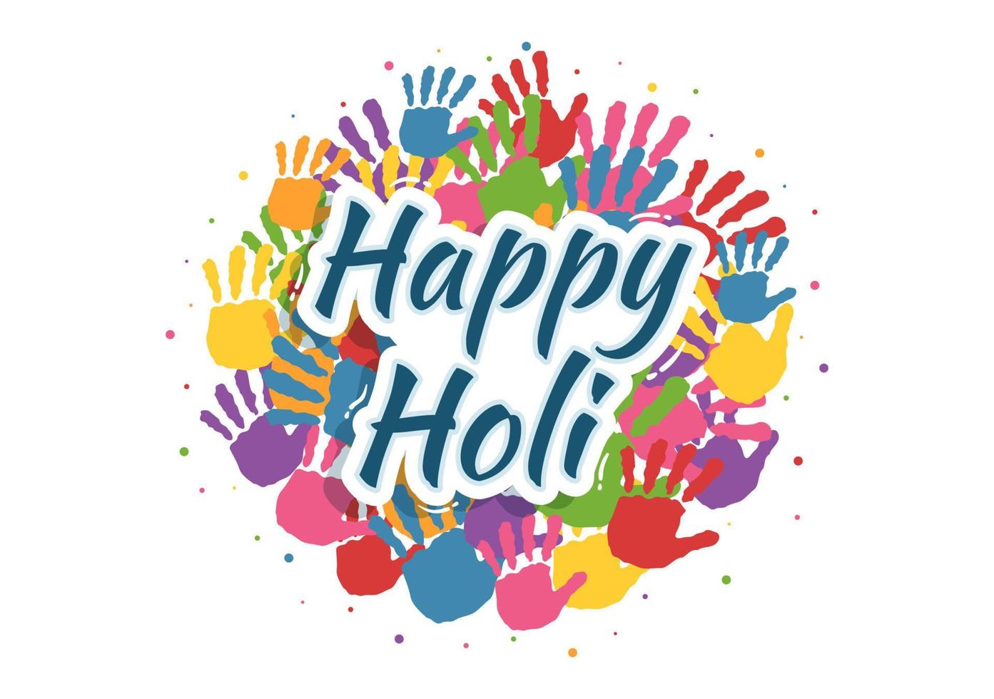 Happy Holi Festival Illustration with Colorful Pot and Powder In Hindi for Web Banner or Landing Page in Flat Cartoon Hand Drawn Templates vector