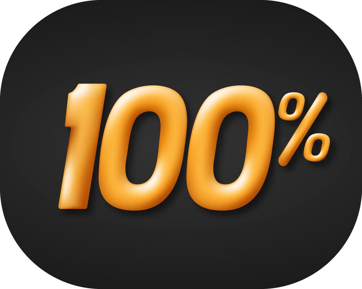 Special sale 100 percent off. golden 3d number isolated on black background. vector illustration