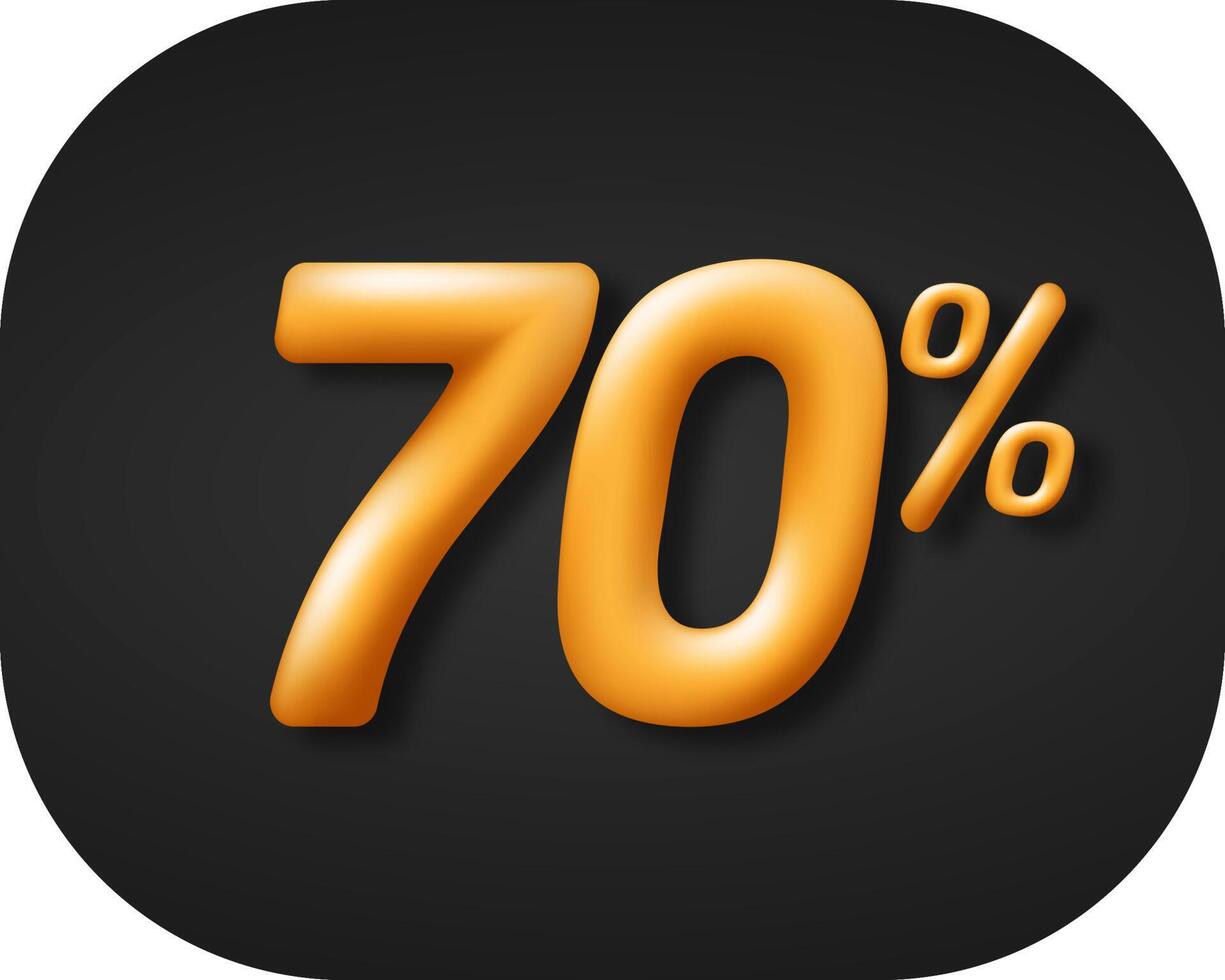 Special sale 70 percent off. golden 3d number isolated on black background. vector illustration