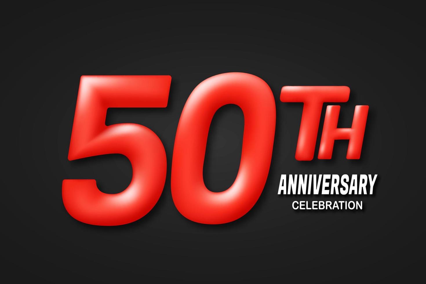 50 año aniversario modelo. 3d rojo número aislado en negro antecedentes. para cumpleaños o Boda saludo tarjetas, etc. vector ilustración